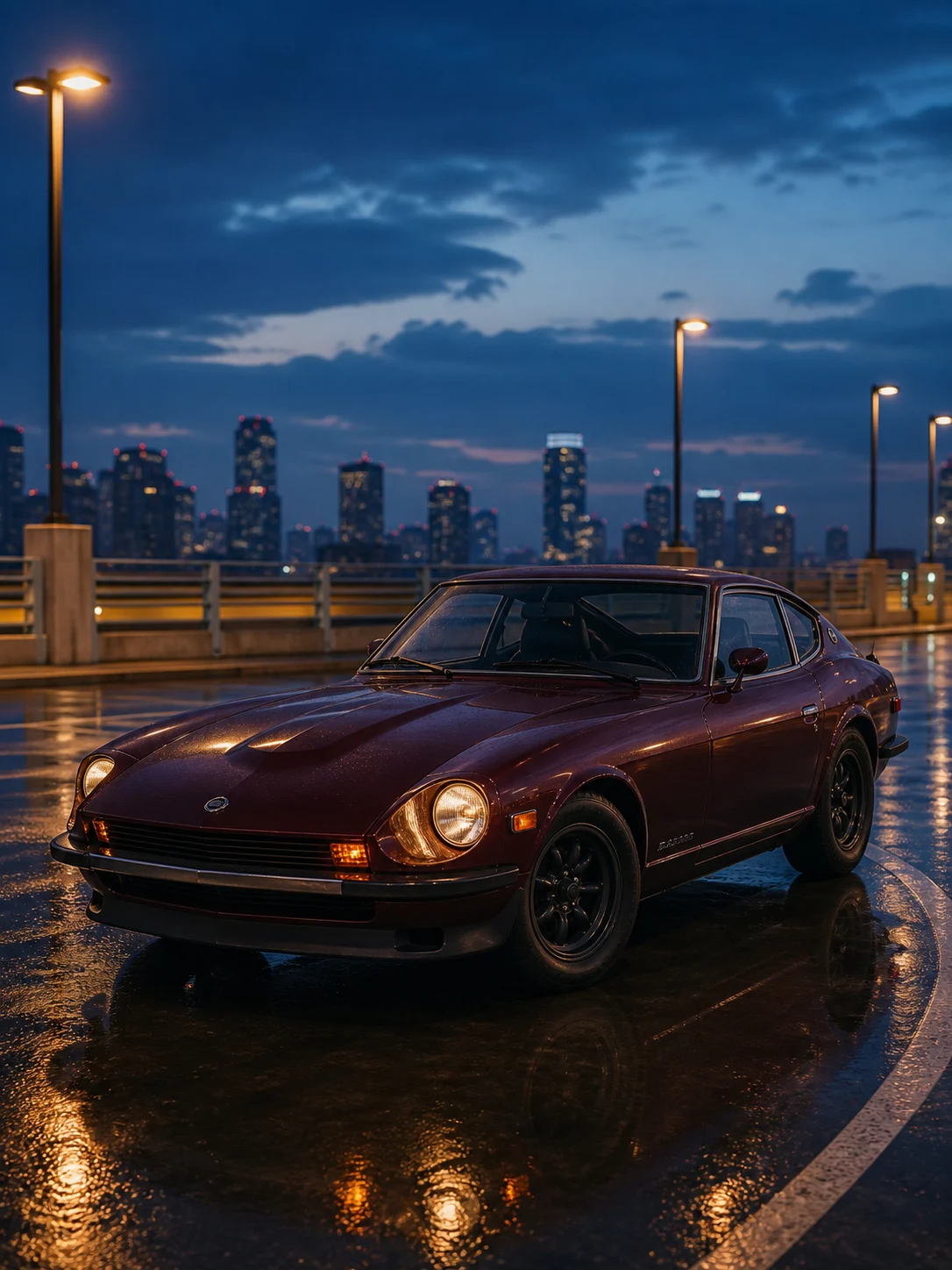 Sports car staged for an AI-generated 360 orbit video