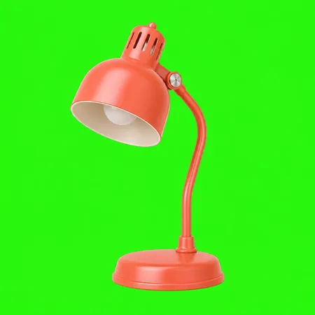 Coral desk lamp on a bright green background