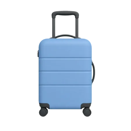 Pastel blue suitcase with its red background removed