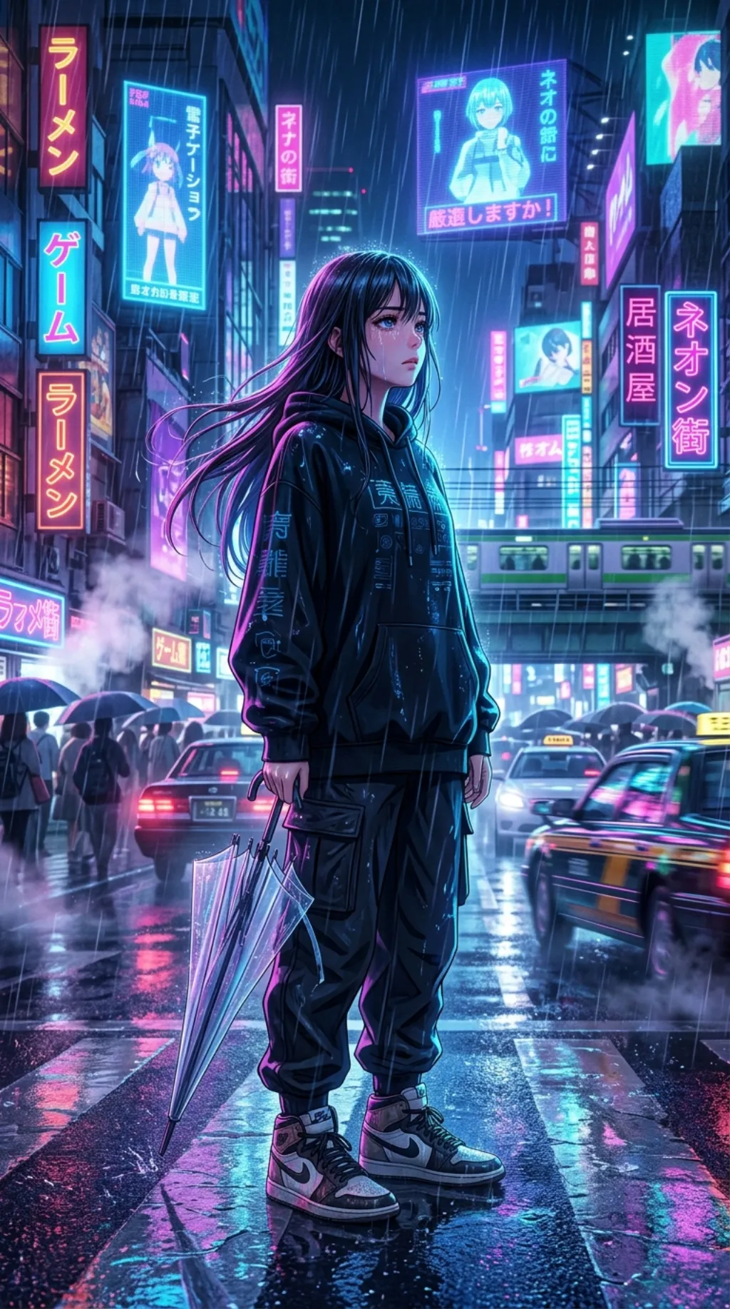Neon Tokyo anime street scene - Flowlio AI